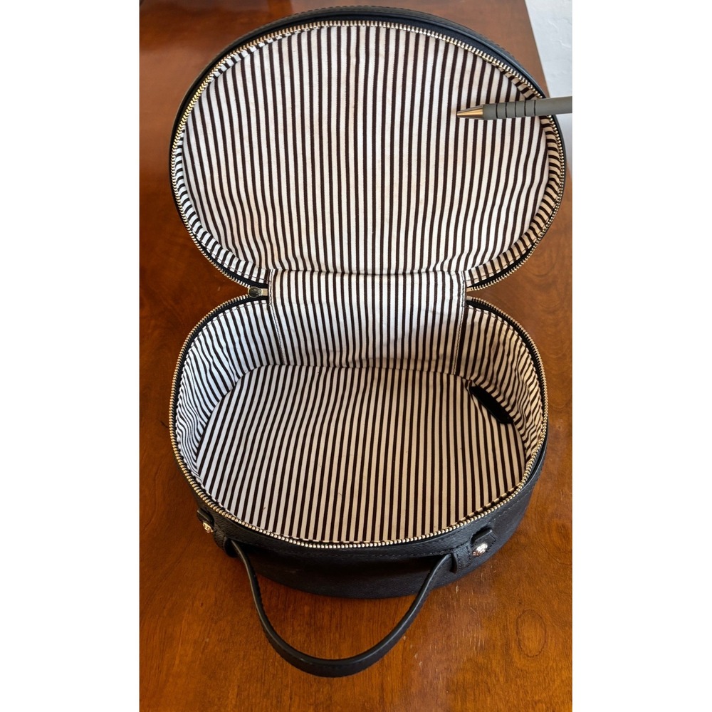 Henri Bendel New York Black Saffiano Leather Vanity Case Cosmetic Travel Bag - Picture 8 of 15